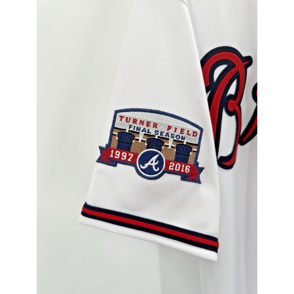 Atlanta Braves Majestic Jersey White Turner Field Final Season Men's Size 48 New - Picture 2 of 9